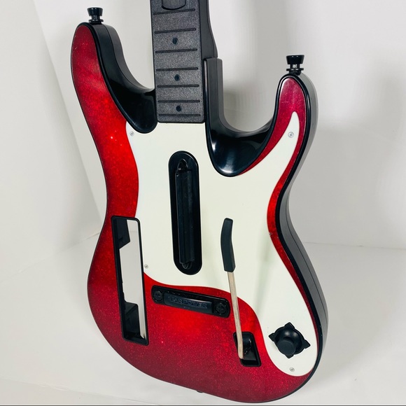 Wii Guitar Hero Wireless Controller Red White Starburst With Lego Rock Band Game - Picture 3 of 12